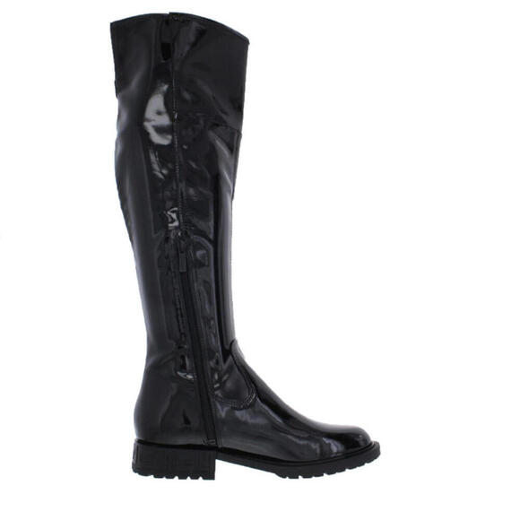 GUESS WOMEN'S SIZE 7.5 OVER THE KNEE RANIELE BLACK PATENT BOOTS NEW - Picture 2 of 4
